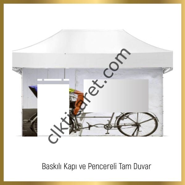 CLK 5x10 Metre Kalın 52mm Alüminyum Profil Logo Baskılı Gazebo Çadır Portatif Tente Set