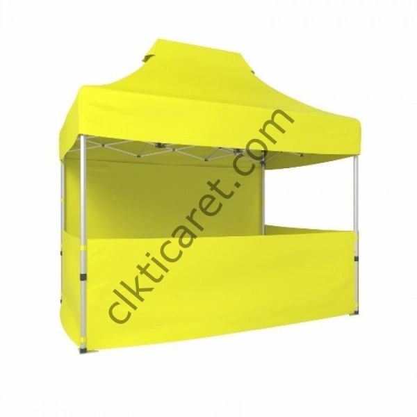 CLK 2x3 Katlanabilir Tente Gazebo Portatif Çadır 1 Tam Duvar 3 Yarım Duvar Sarı