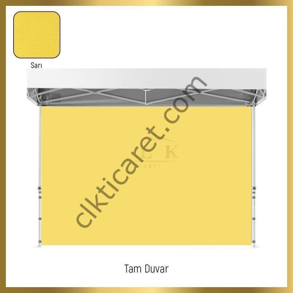 CLK 2x3 Katlanabilir Tente Gazebo Portatif Çadır 1 Tam Duvar 3 Yarım Duvar Sarı
