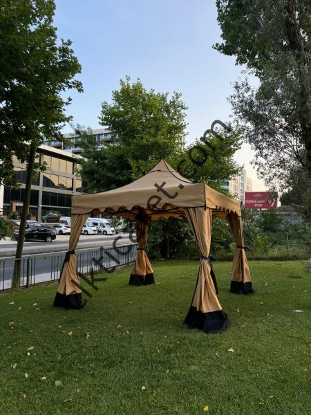 CLK 3x3 40 mm Garden Perdeler Hareketli Sürgülü Katlanabilir Tente Bahçe Çadırı Bej Bej