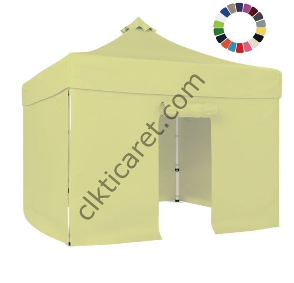 CLK 4x4 40 mm Katlanabilir Tente Gazebo Çadır Gazebo Çadır 3 Yan Kapalı 1 Kapılı Açık Gri