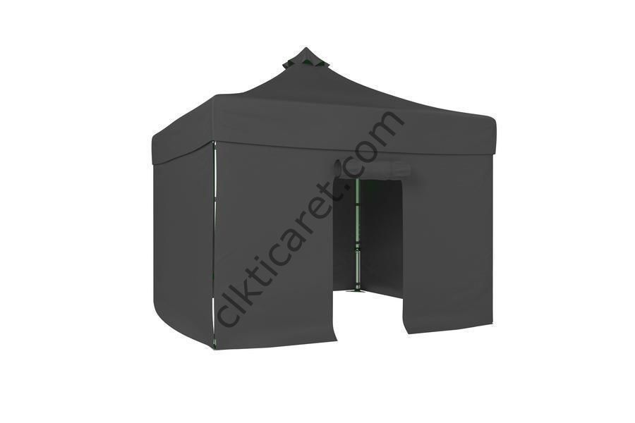 CLK 4x4 40 mm Katlanabilir Tente Gazebo Çadır Gazebo Çadır 3 Yan Kapalı 1 Kapılı Gri
