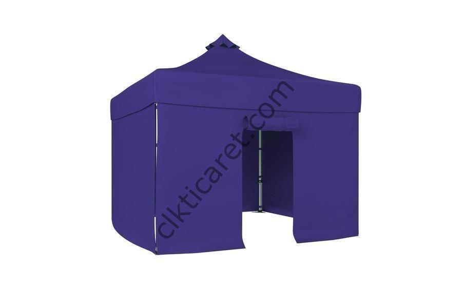 CLK 4x4 40 mm Katlanabilir Tente Gazebo Çadır Gazebo Çadır 3 Yan Kapalı 1 Kapılı Lacivert