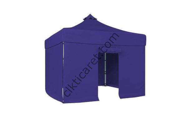 CLK 4x4 40 mm Katlanabilir Tente Gazebo Çadır Gazebo Çadır 3 Yan Kapalı 1 Kapılı Lacivert