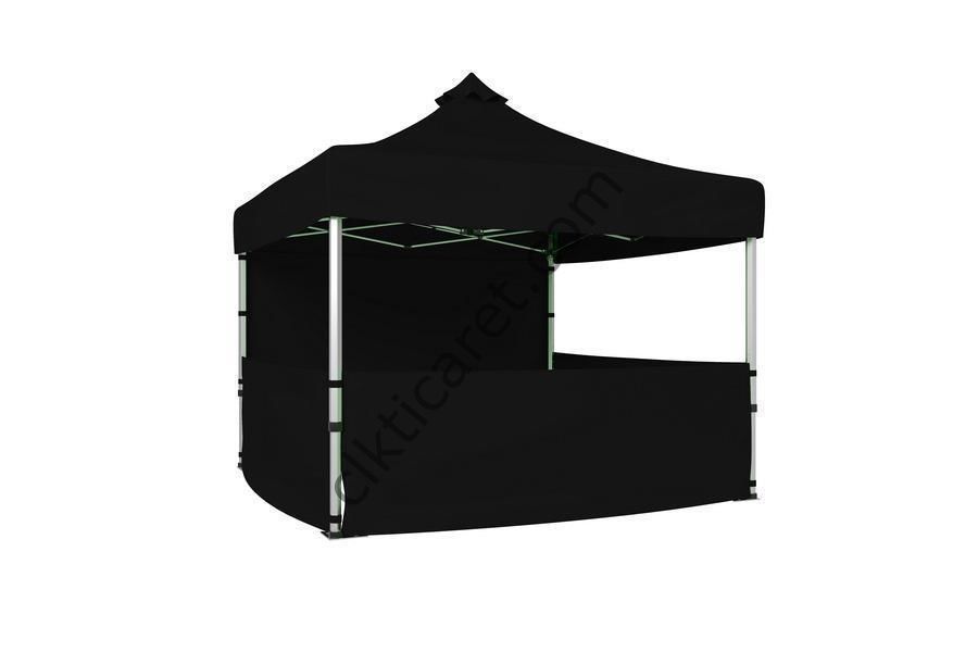 CLK 3x3 40 mm Katlanabilir Tente Gazebo Çadır Gazebo Çadır 1 Tam Duvar 3 Yarım Duvar Siyah