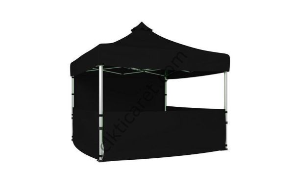 CLK 3x3 40 mm Katlanabilir Tente Gazebo Çadır Gazebo Çadır 1 Tam Duvar 3 Yarım Duvar Siyah