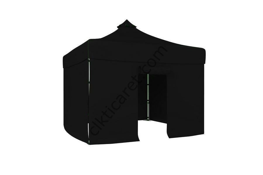 CLK 4x4 40 mm Katlanabilir Tente Gazebo Çadır Gazebo Çadır 3 Yan Kapalı 1 Kapılı Siyah